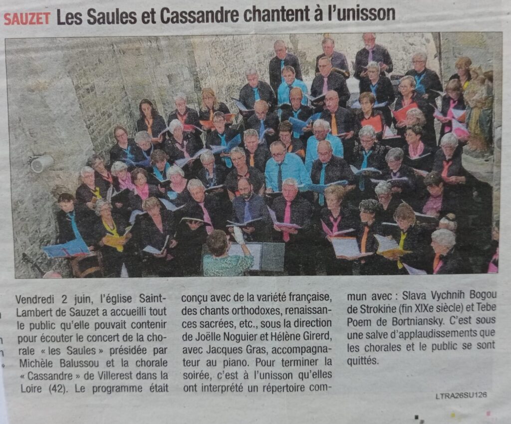 la chorale les saules et la chorale cassandre chantent ç l'unisson