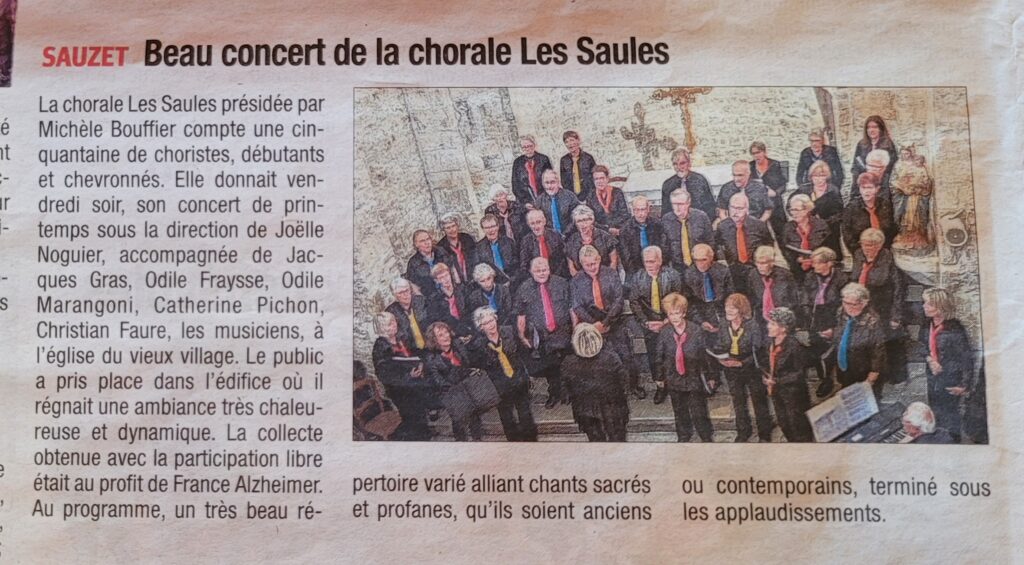 sauzet, beau concert de la chorale des saules